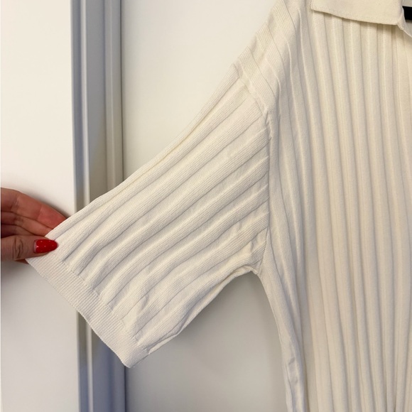 H&M Cream Ribbed Collared Knit Top - Picture 6 of 8